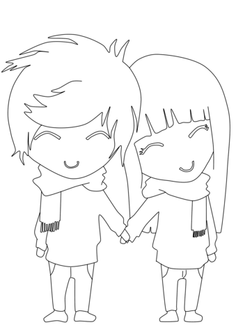 Anime Boy And Girl Coloring Page